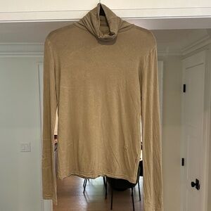 Mijeong Park Lightweight Beige Long Sleeve Roll Neck Top - Size L